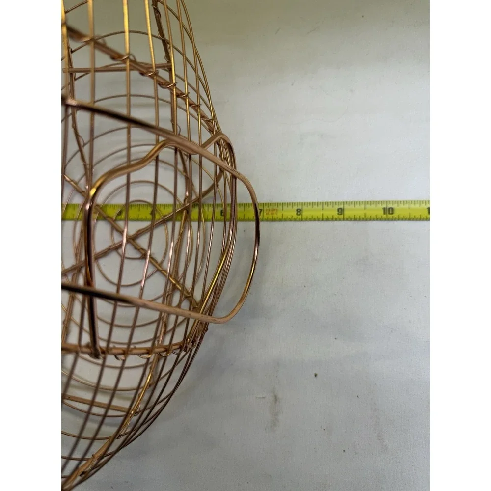 Vintage Copper Color Wire Hen Chicken Egg Basket With Handles